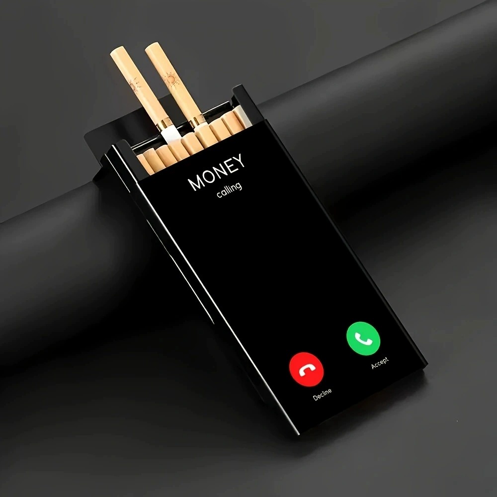 Slim Metal Cigarette Case with - Phone Holder review and price